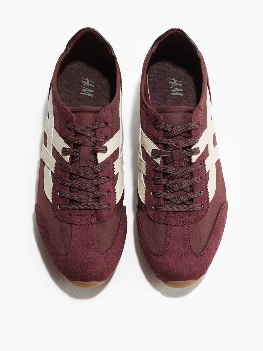 H&M Burgundy & Cream Sneakers | Women’s Size 8